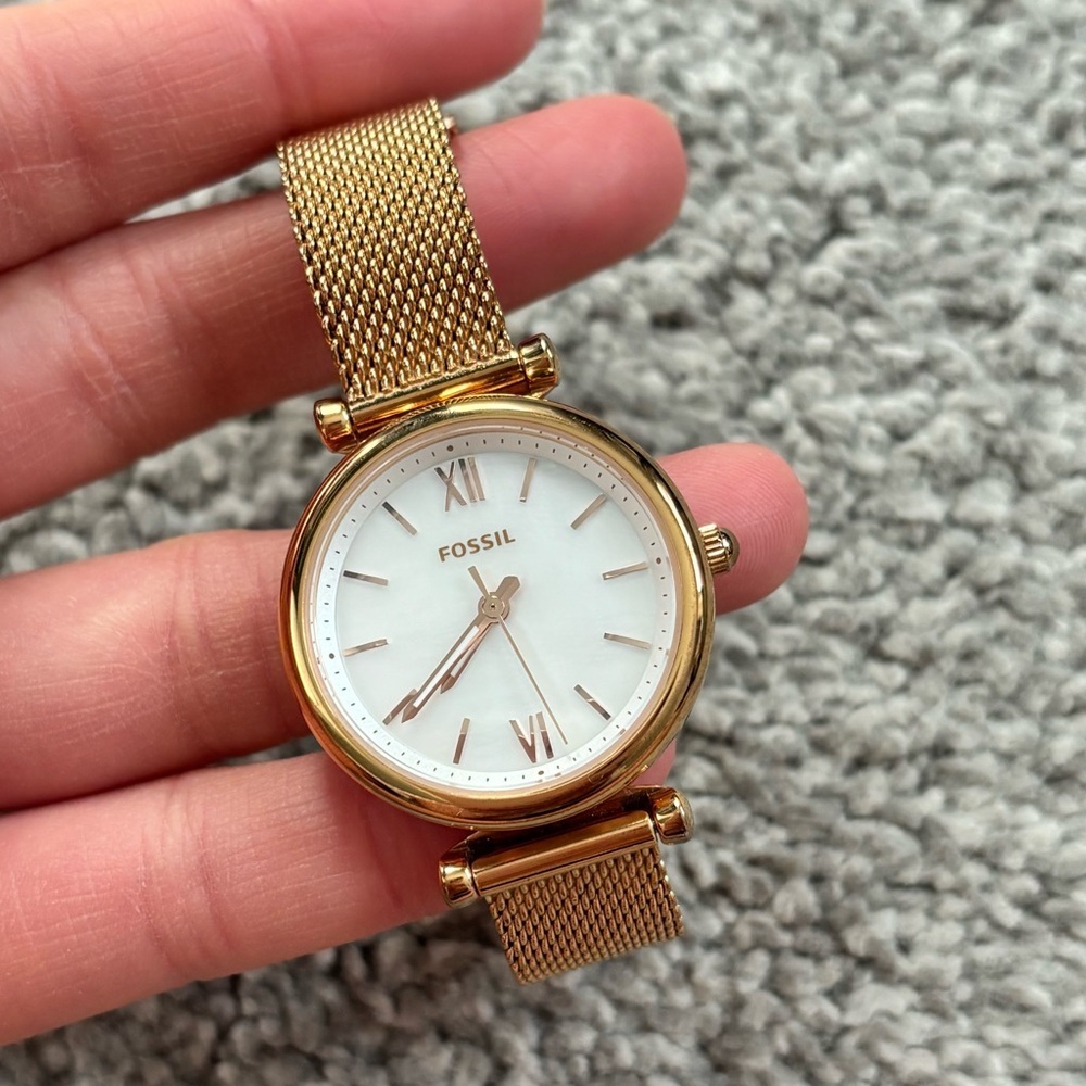Fossil Carli Gold-Tone Mesh Watch